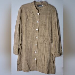 AND Tan Plaid Button-Up Top